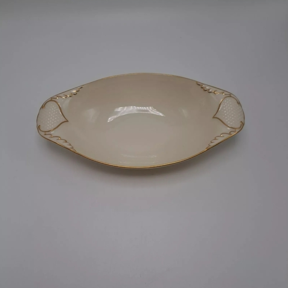 Vintage Lenox Cream Oval Dish with Gold Wings and Heart Handles